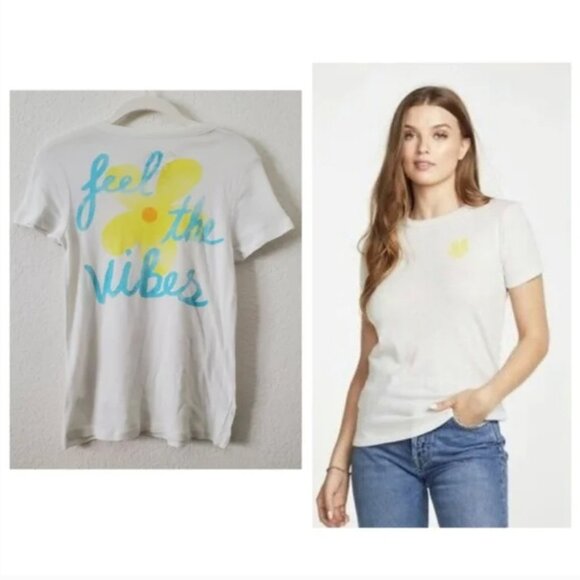 Chaser LA Boho Feel the Vibes Floral Distressed Cotton Graphic Tee XS Y2K Style - Picture 1 of 10